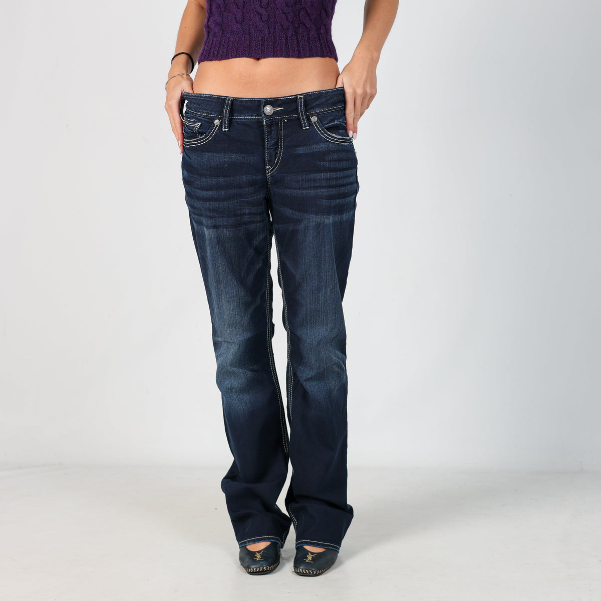 Blue Y2K Silver Straight Jeans (M)