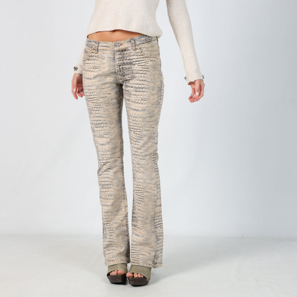 Brown Y2K Miss Sixty Woven Trousers Animal Print (S)