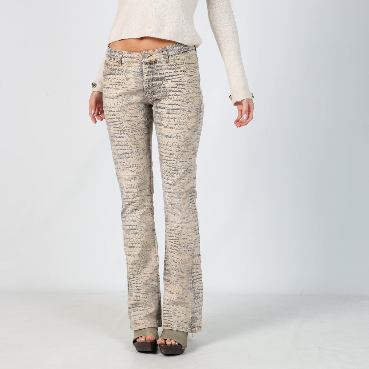 Brown Y2K Miss Sixty Woven Trousers Animal Print (S)