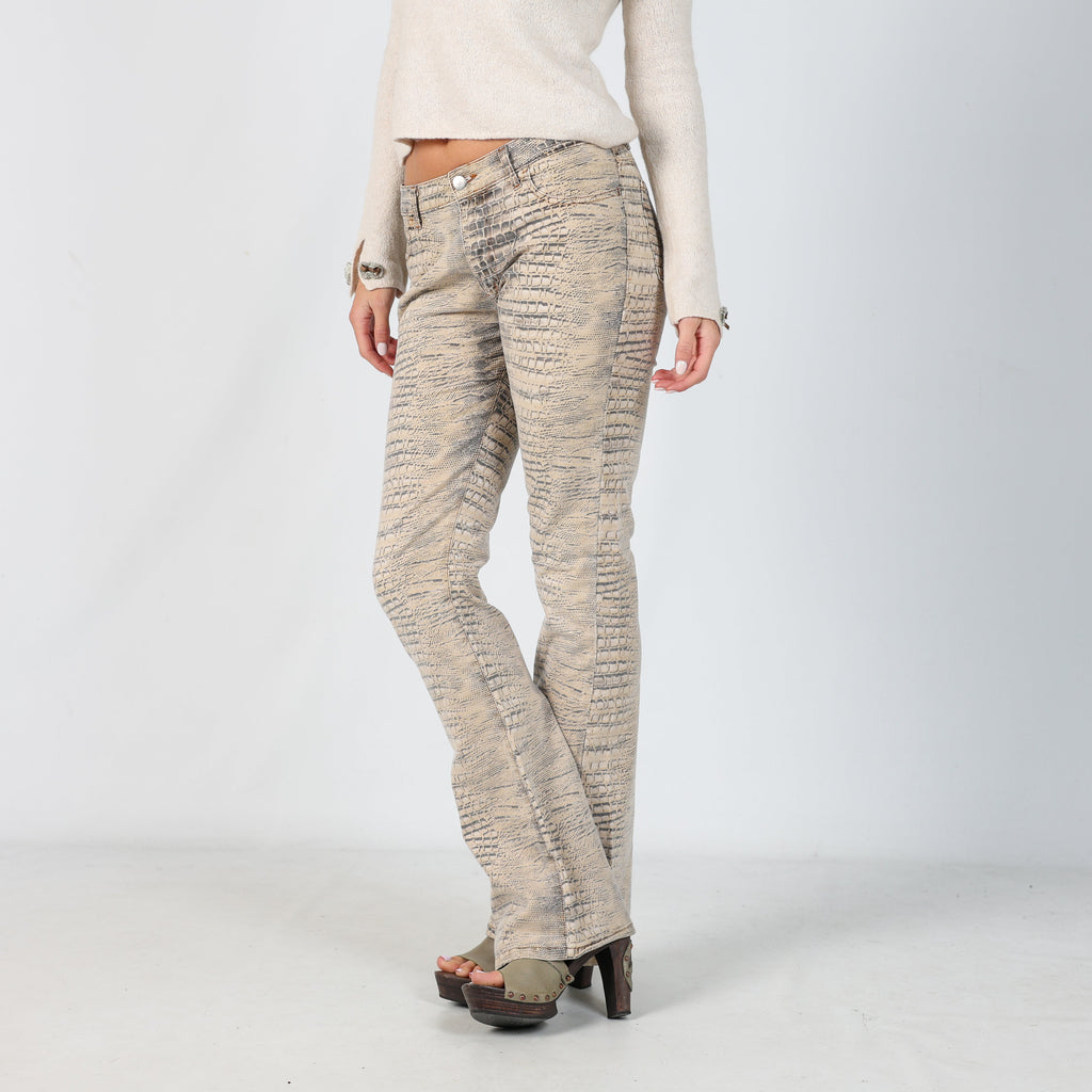 Brown Y2K Miss Sixty Woven Trousers Animal Print (S)