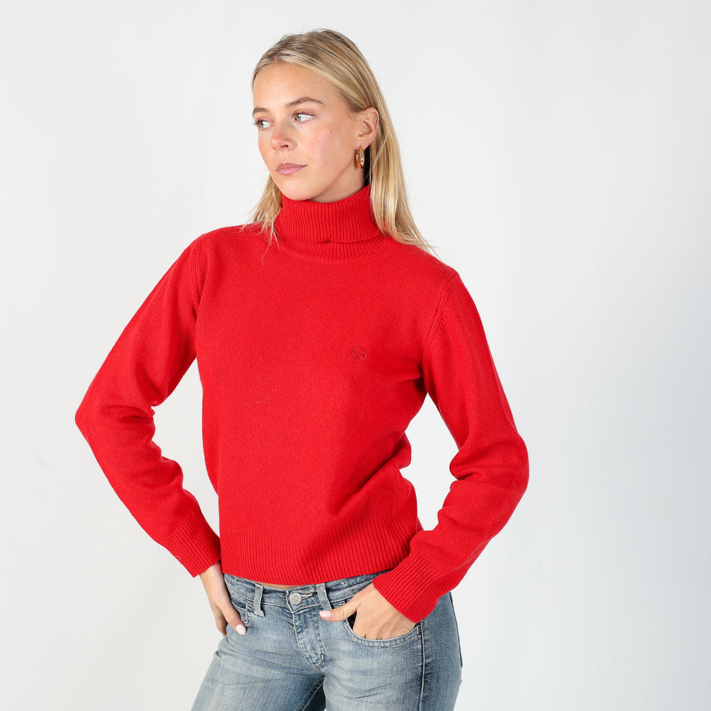 Red Y2K Knitted Jumper Lana Wool (S)