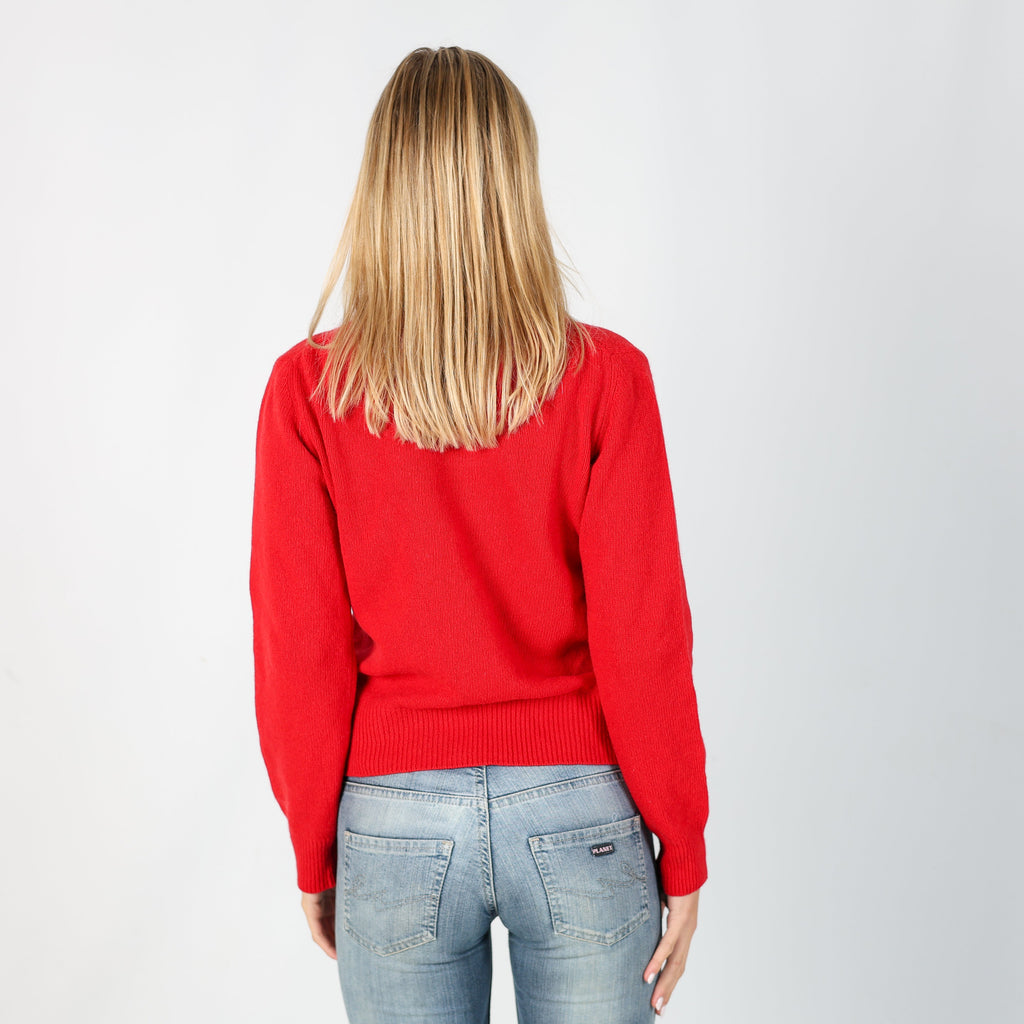 Red Y2K Knitted Jumper Lana Wool (S)