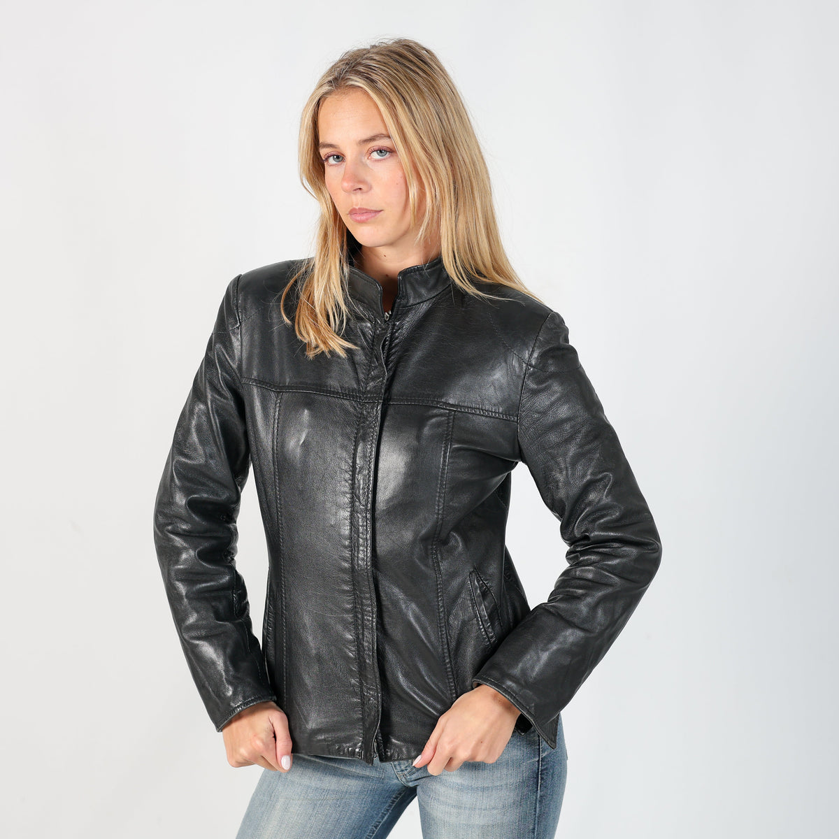 Black 90s L.Lambertazzi Leather Jacket (S)