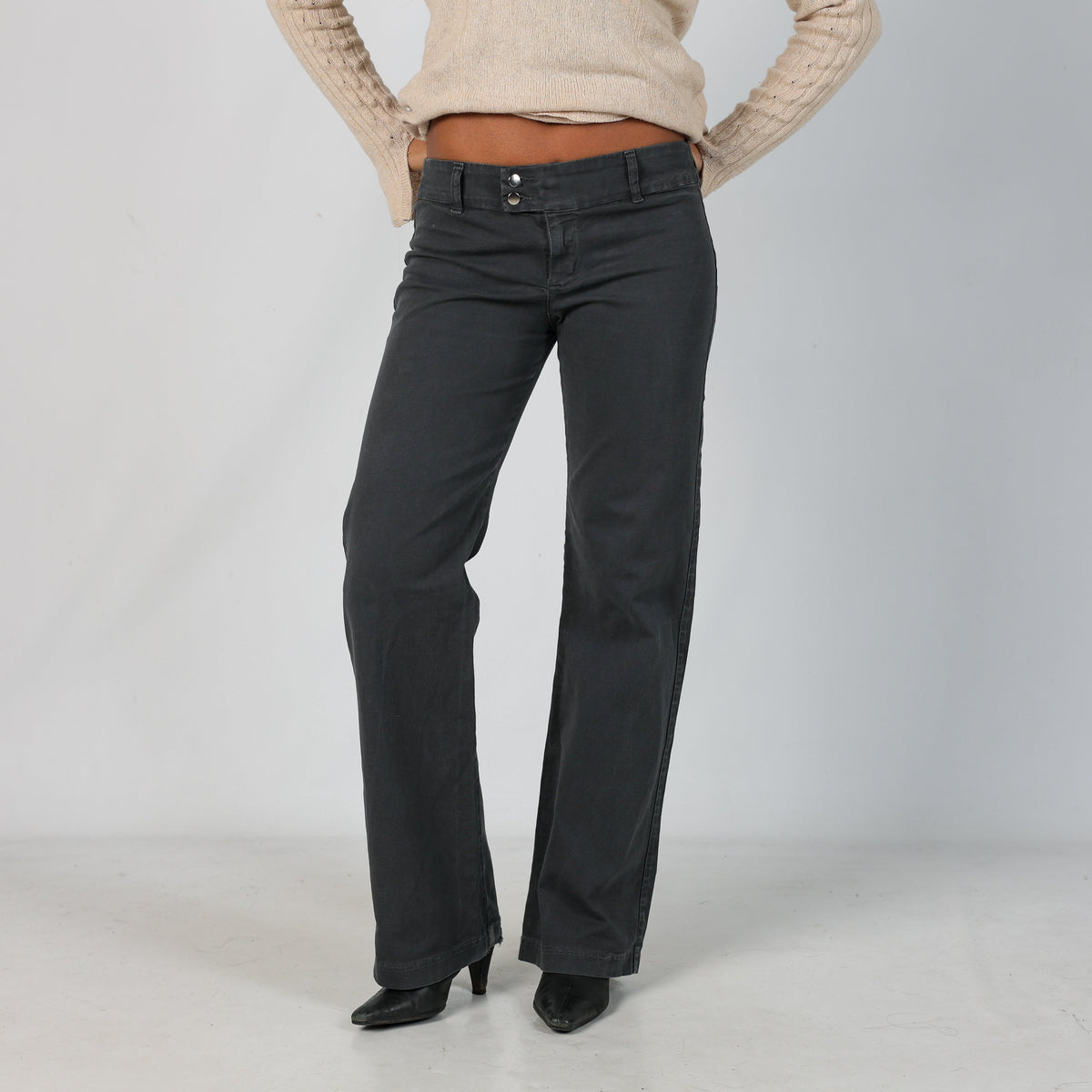 Charcoal Grey Y2K Lollipop Woven Trousers (M)
