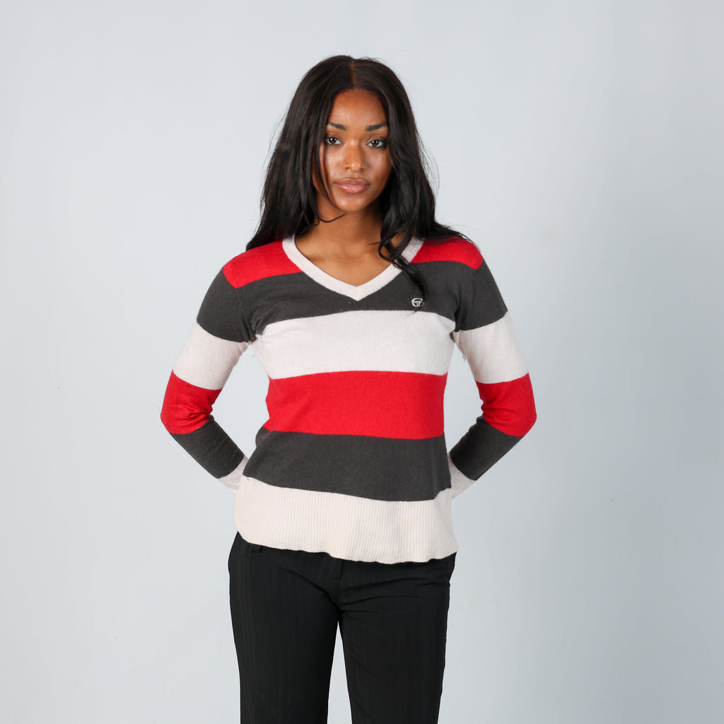 Ivory Y2K Sergio Tacchini Knitted Jumper (S)