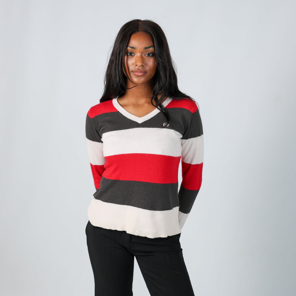 Ivory Y2K Sergio Tacchini Knitted Jumper (S)