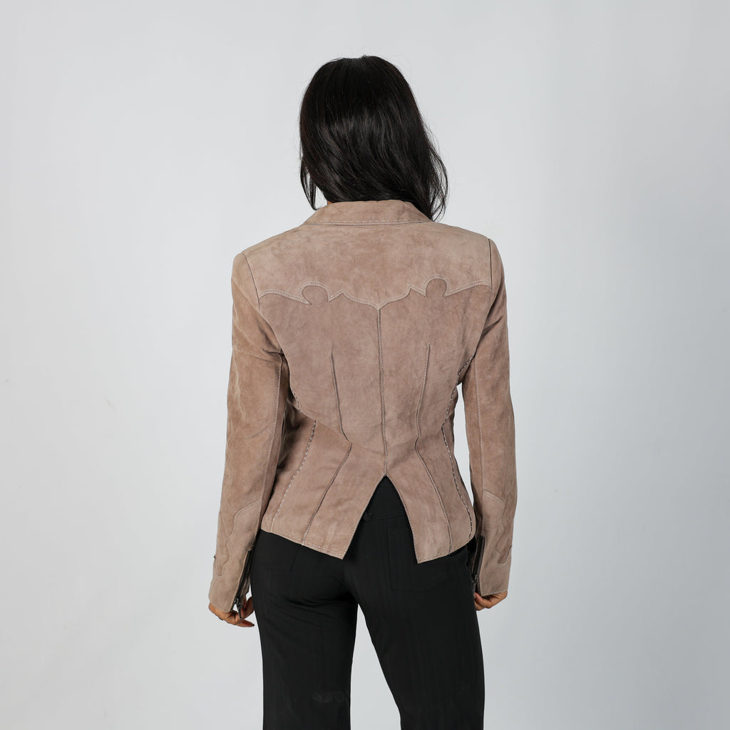 Beige Y2K Suede Jacket (S)