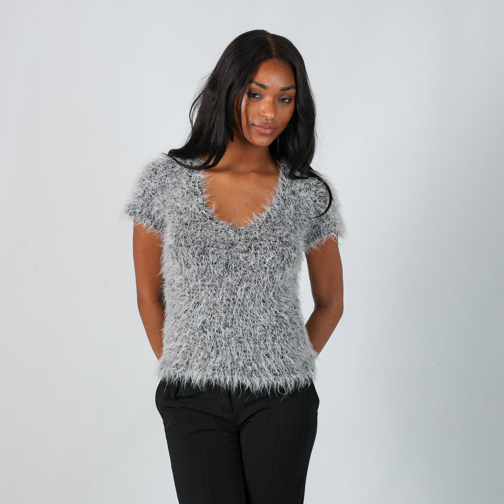 Grey Y2K Knitted Top (S)