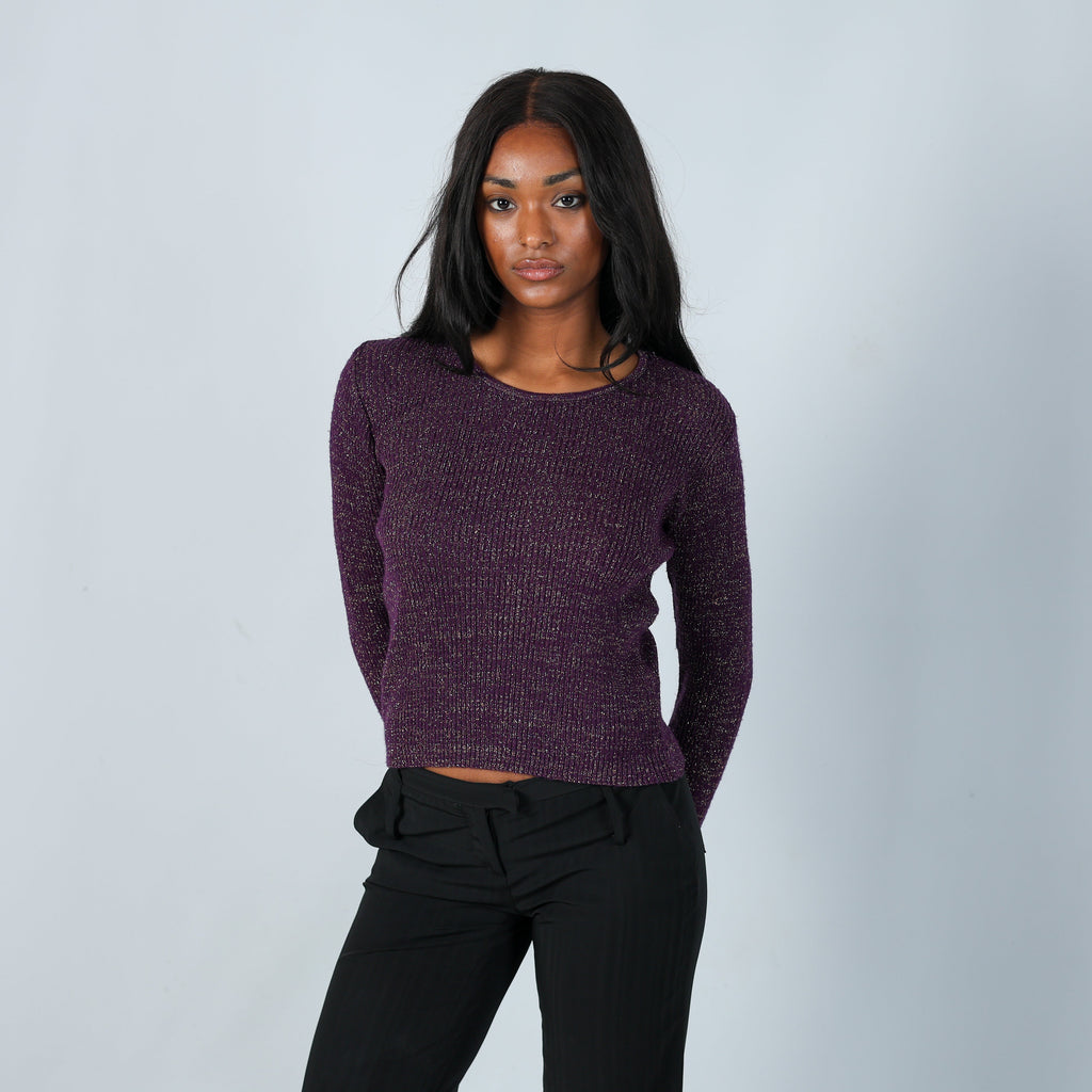 Purple Y2K Knitted Top (S)