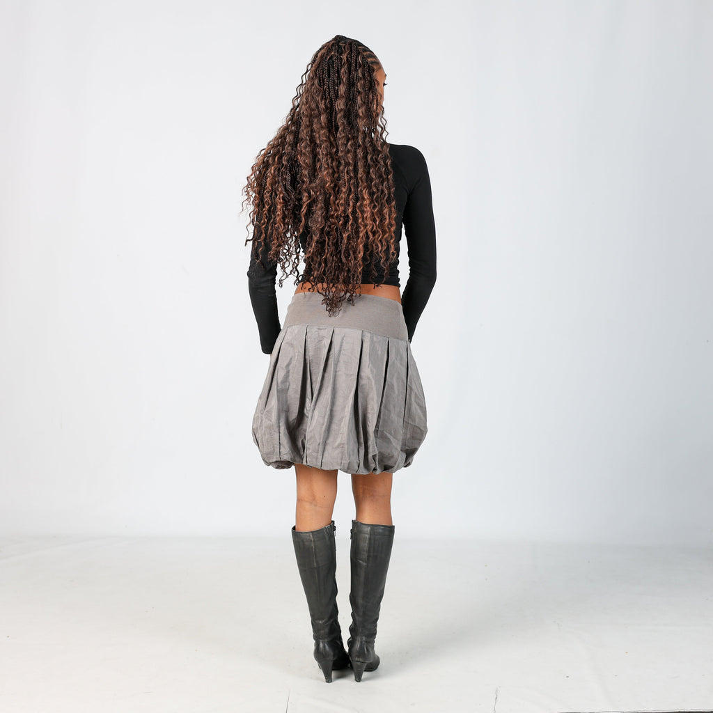 Grey Y2K Cop Copine Woven Midi Skirt (M)