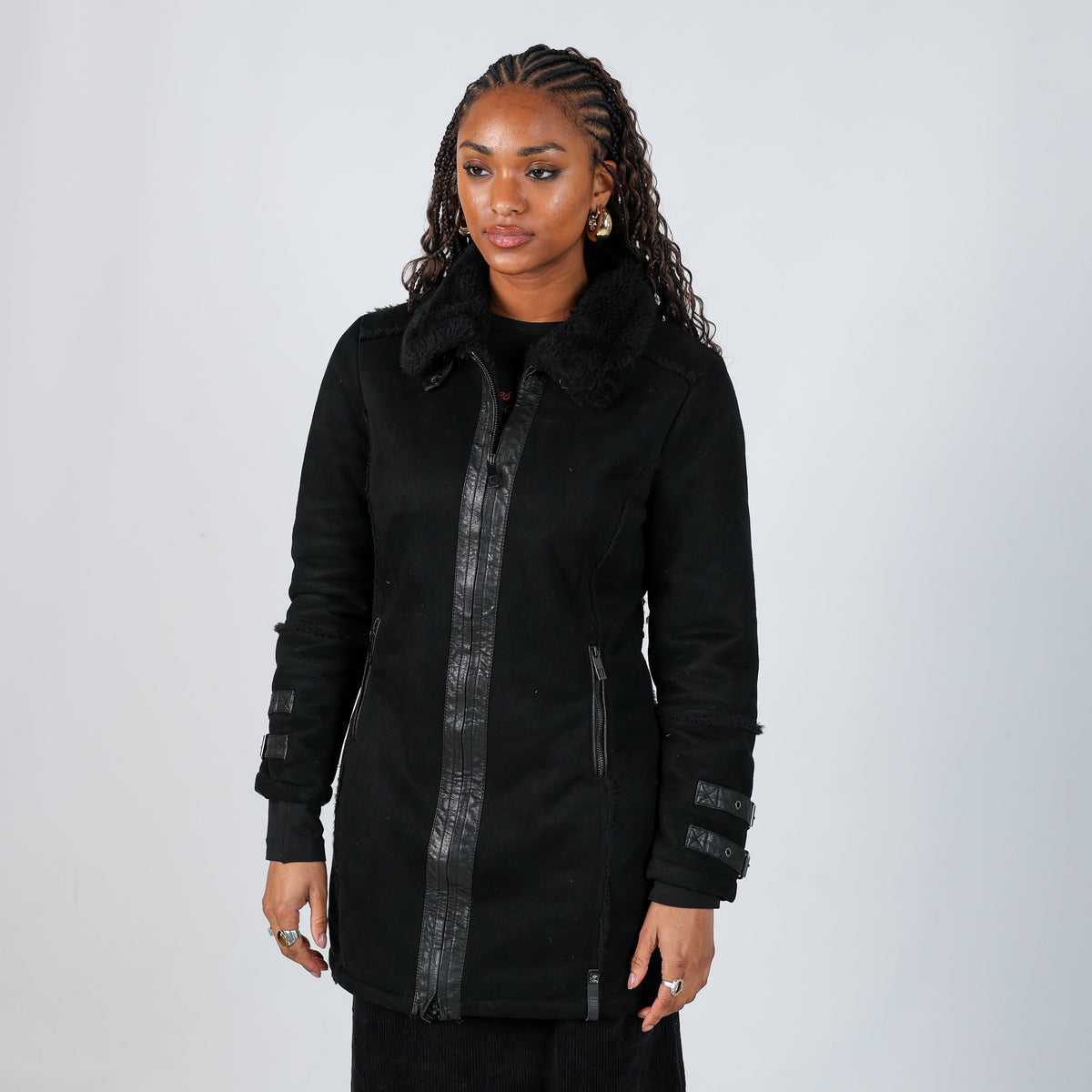 Black Y2K !mperfect Pea Coat (M)