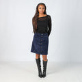 Navy Blue Y2K Crew Clothing Cord Skirt (S)