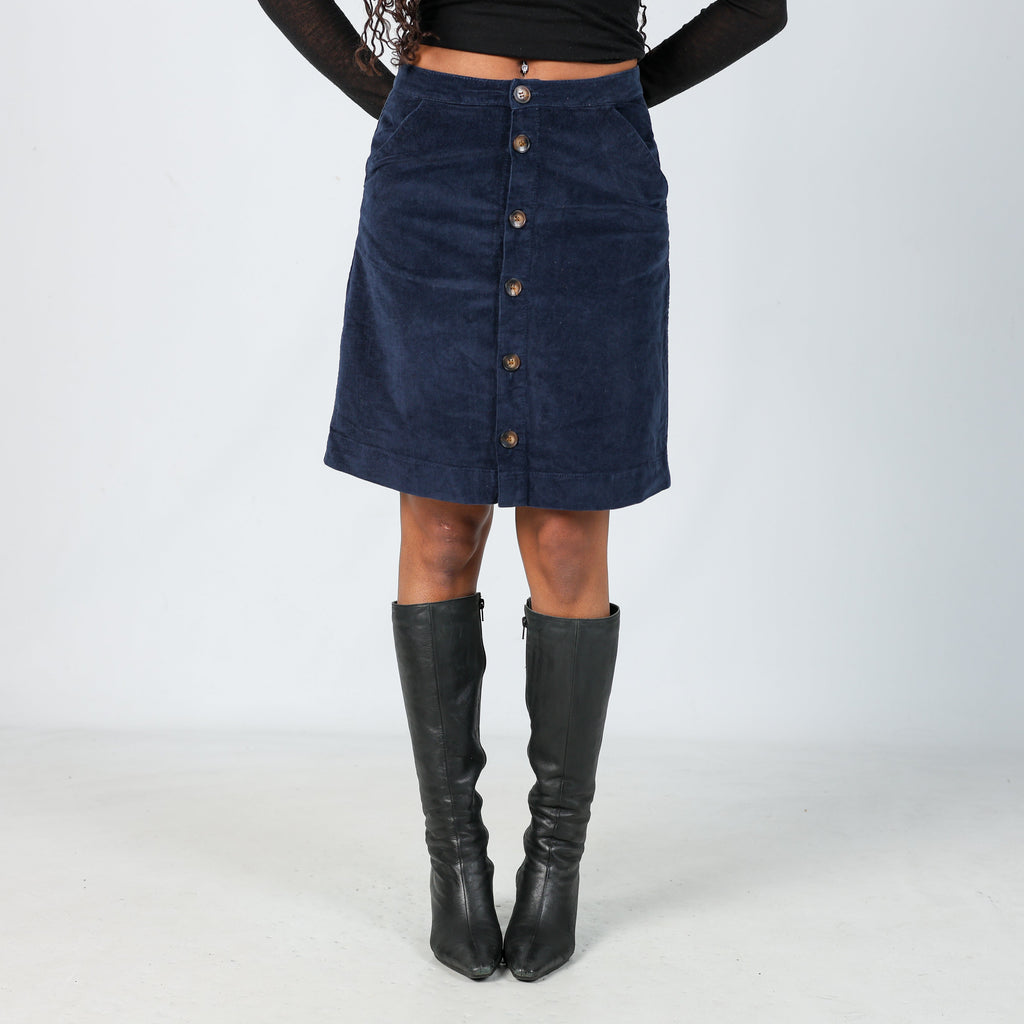 Navy Blue Y2K Crew Clothing Cord Skirt (S)