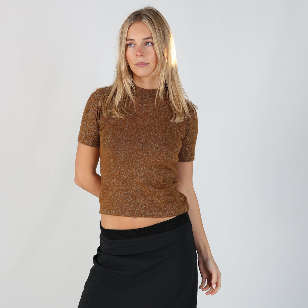 Bronze Y2K Alessandra Lanna Woven Top (S)