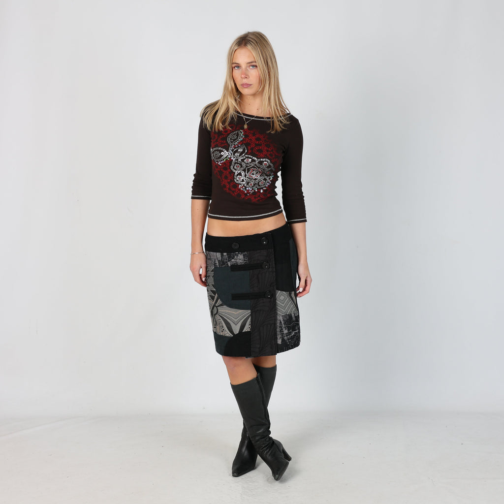 Black Y2K Woven Midi Skirt (12)