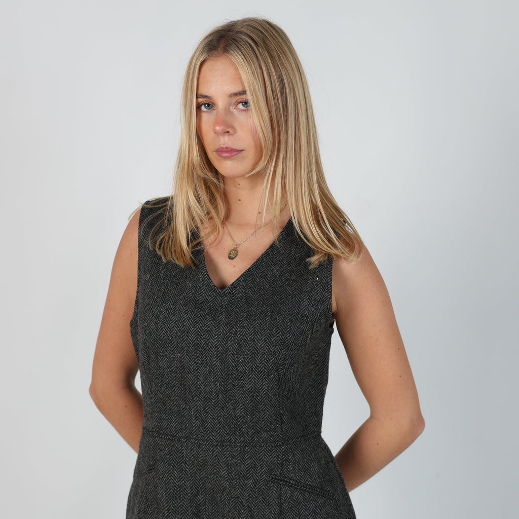 Grey Y2K United Colors of Benetton Woven Midi Dress (S)