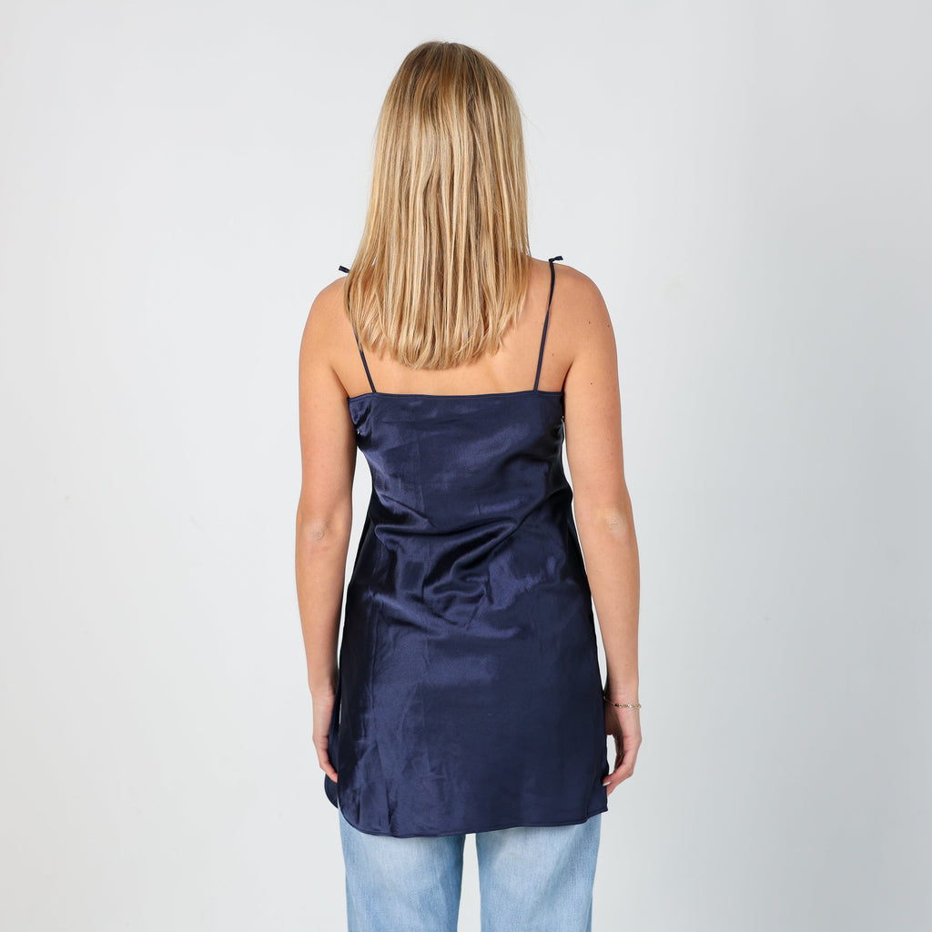 Navy Blue Y2K Slip Dress (S)