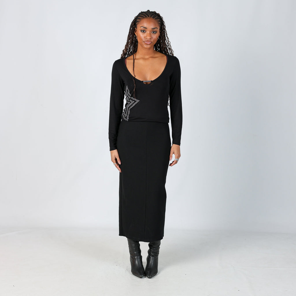 Black Y2K Pimkie Woven Midi Skirt (XS)