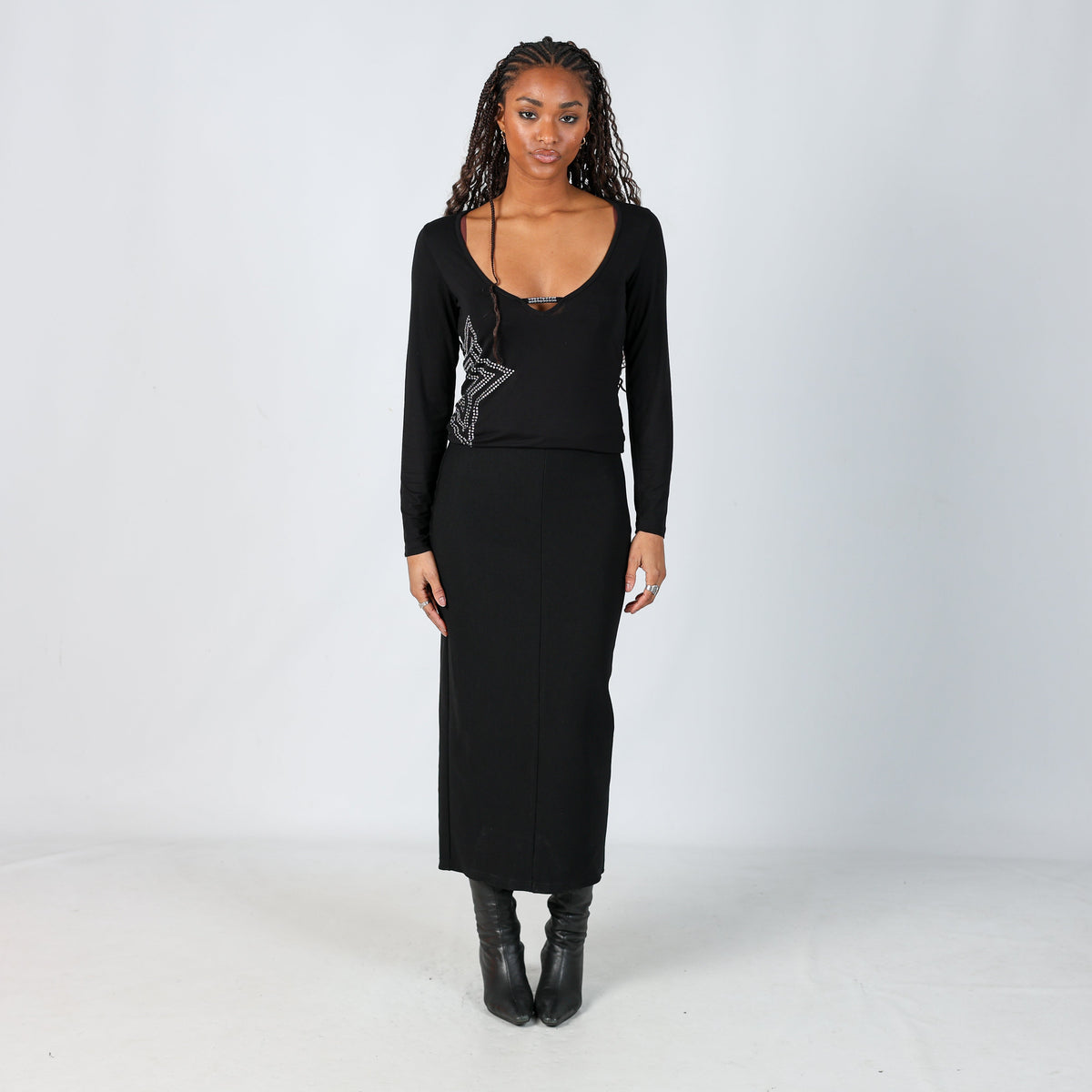 Black Y2K Pimkie Woven Midi Skirt (XS)