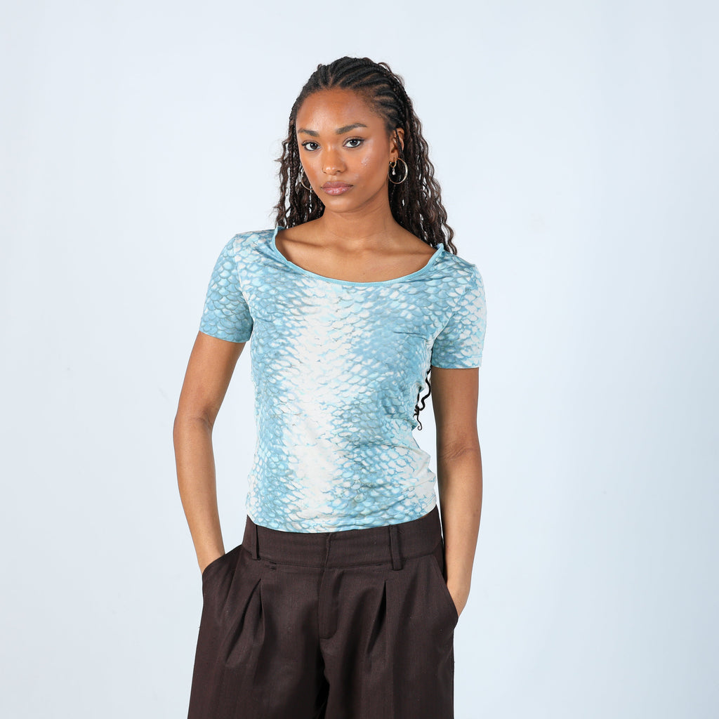 Light Blue Y2K Marella Woven Top (S)