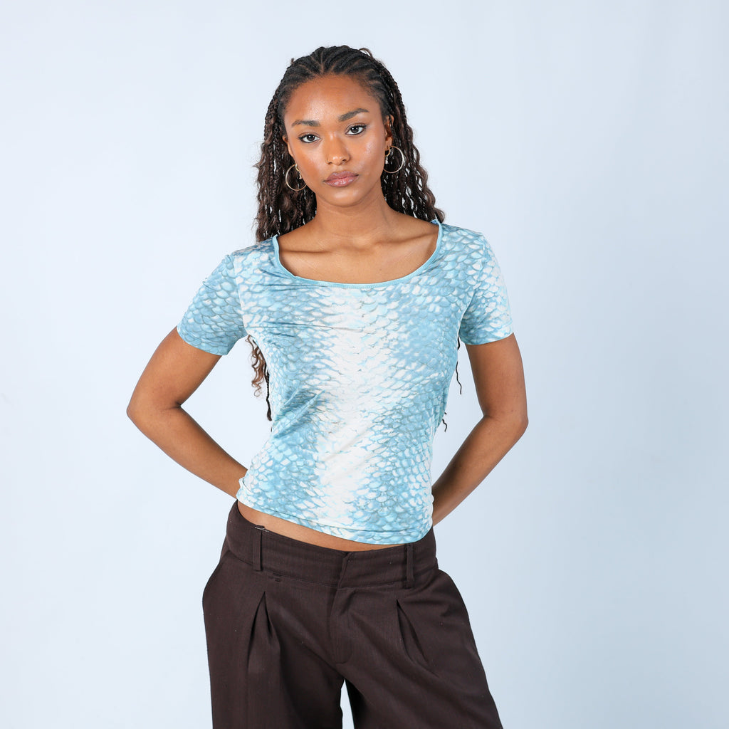 Light Blue Y2K Marella Woven Top (S)