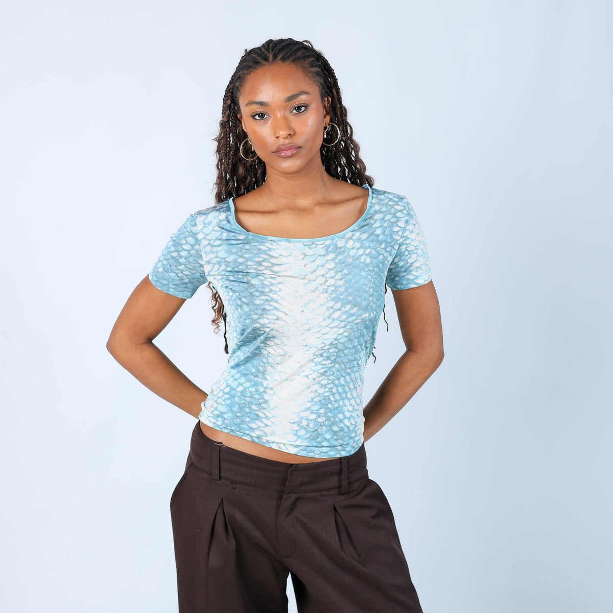 Light Blue Y2K Marella Woven Top (S)