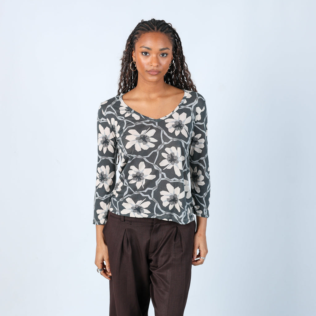 Charcoal Grey Y2K Max Mara Long Sleeve Top (S)