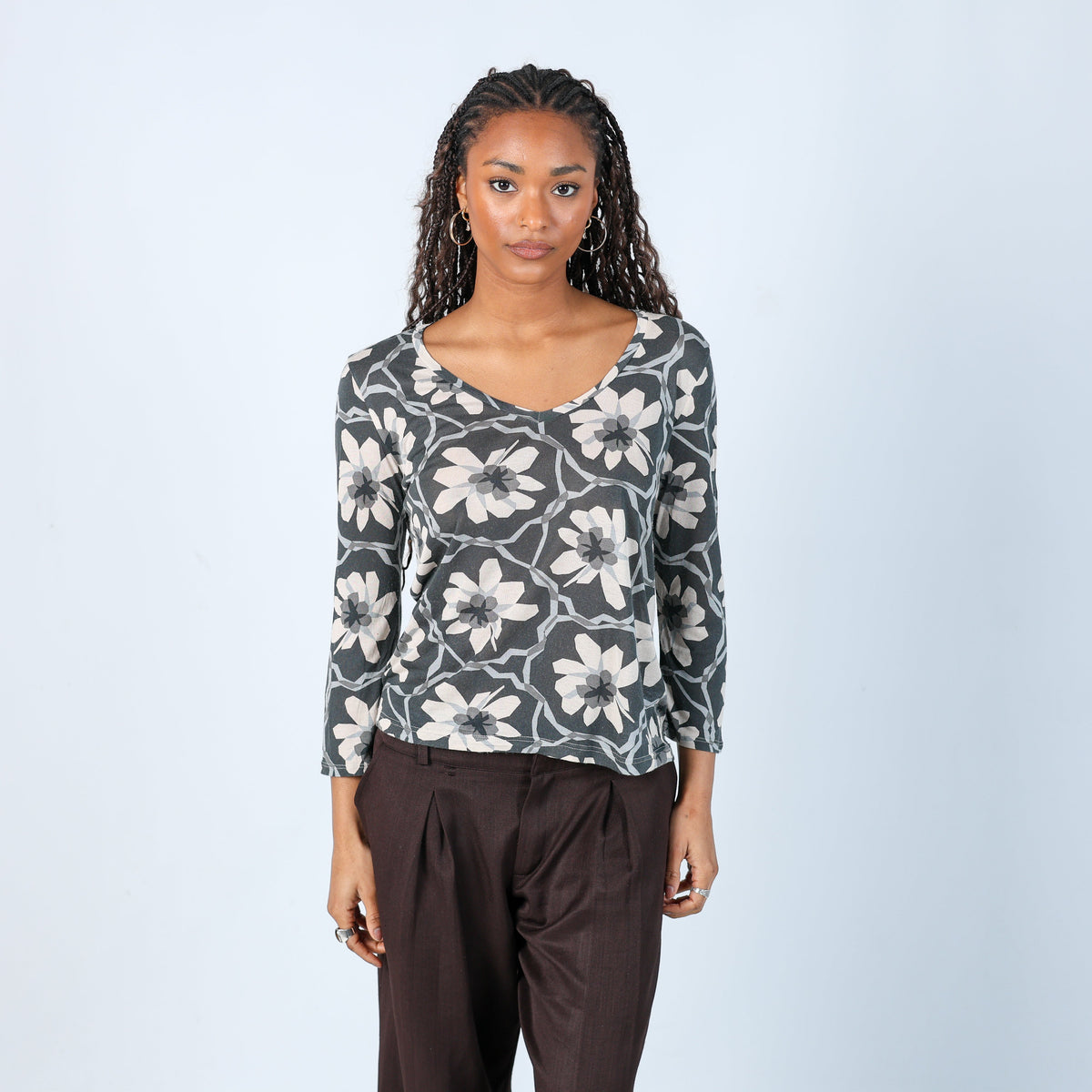 Charcoal Grey Y2K Max Mara Long Sleeve Top (S)
