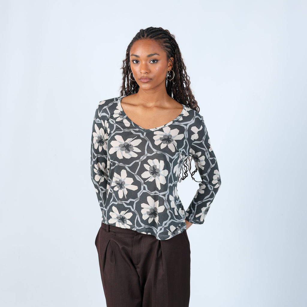 Charcoal Grey Y2K Max Mara Long Sleeve Top (S)