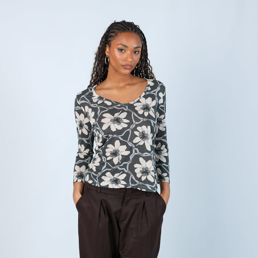 Charcoal Grey Y2K Max Mara Long Sleeve Top (S)