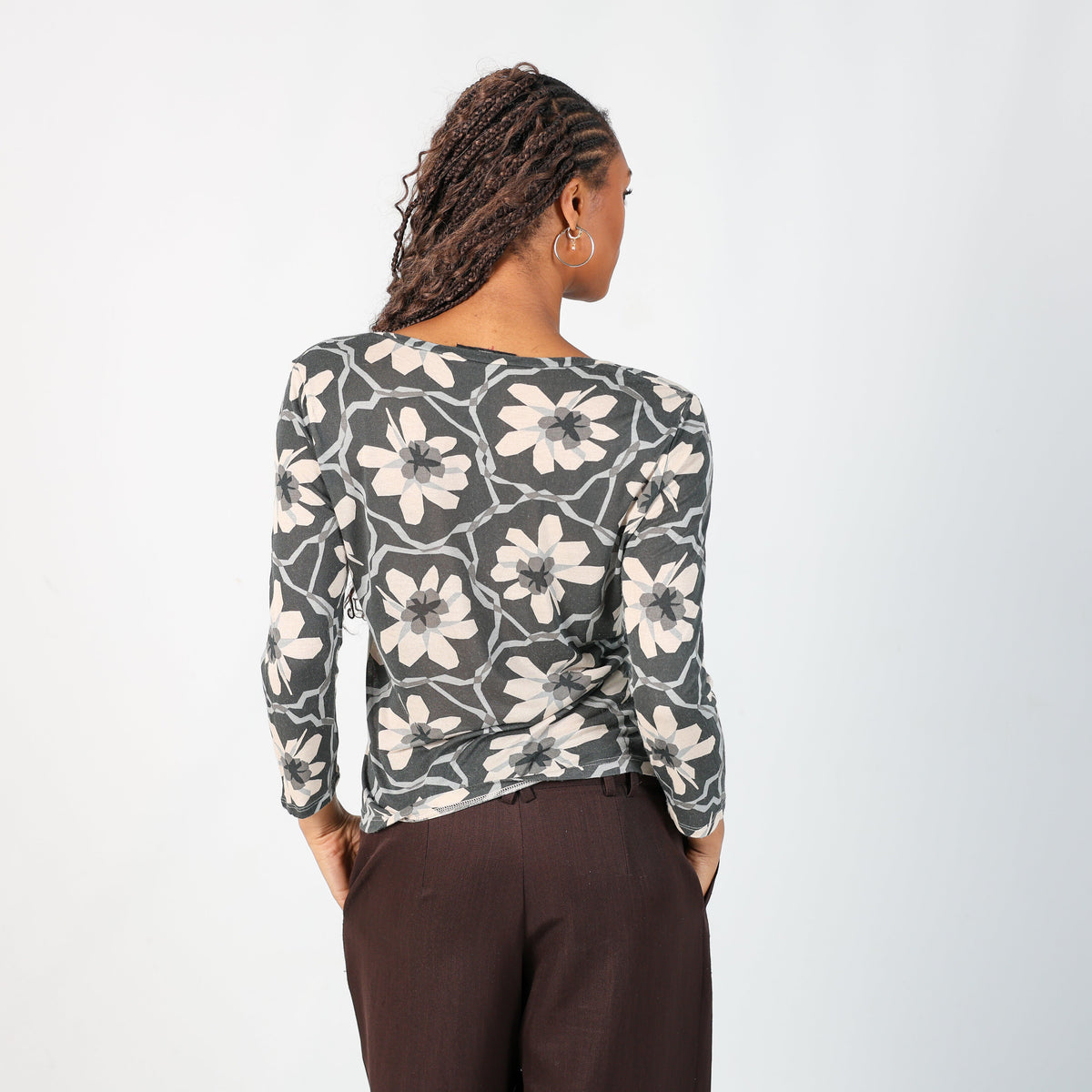 Charcoal Grey Y2K Max Mara Long Sleeve Top (S)