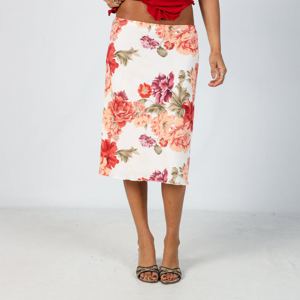 Cream Y2K Taifun Woven Midi Skirt (S)