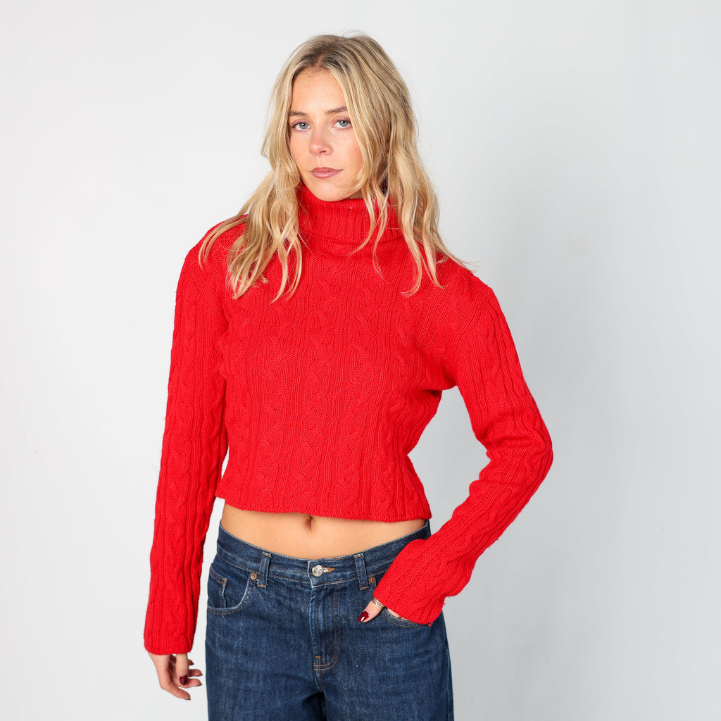 Red Y2K United Colors of Benetton Knitted Jumper (S)