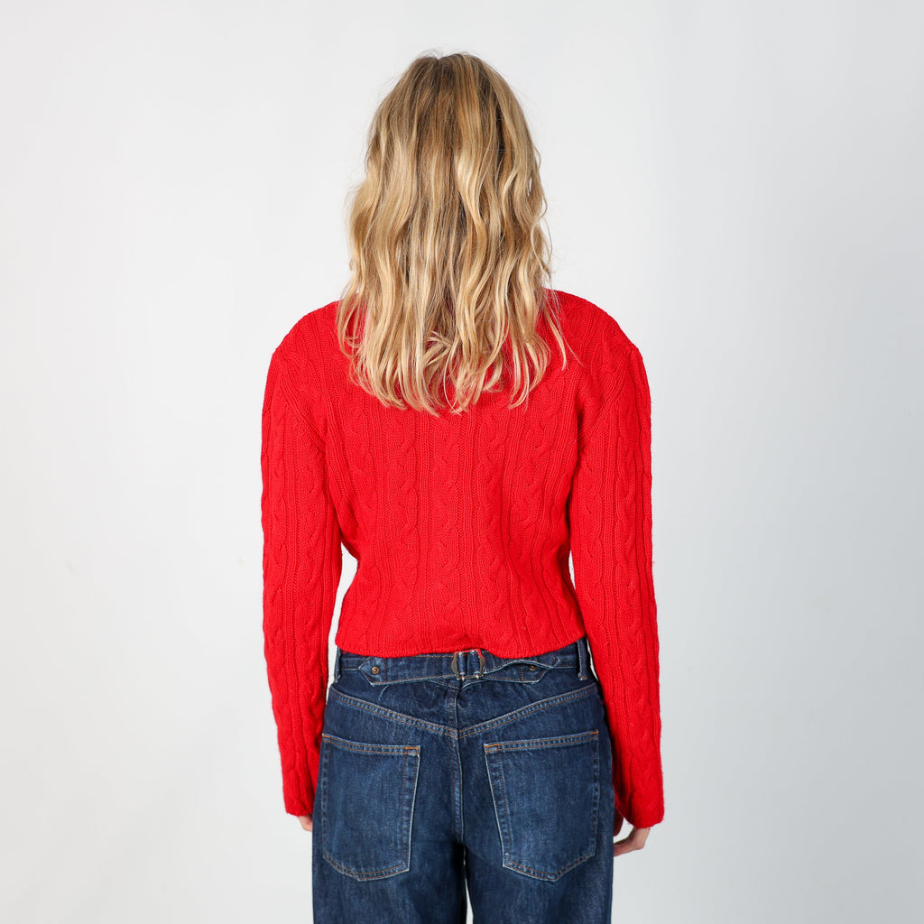 Red Y2K United Colors of Benetton Knitted Jumper (S)