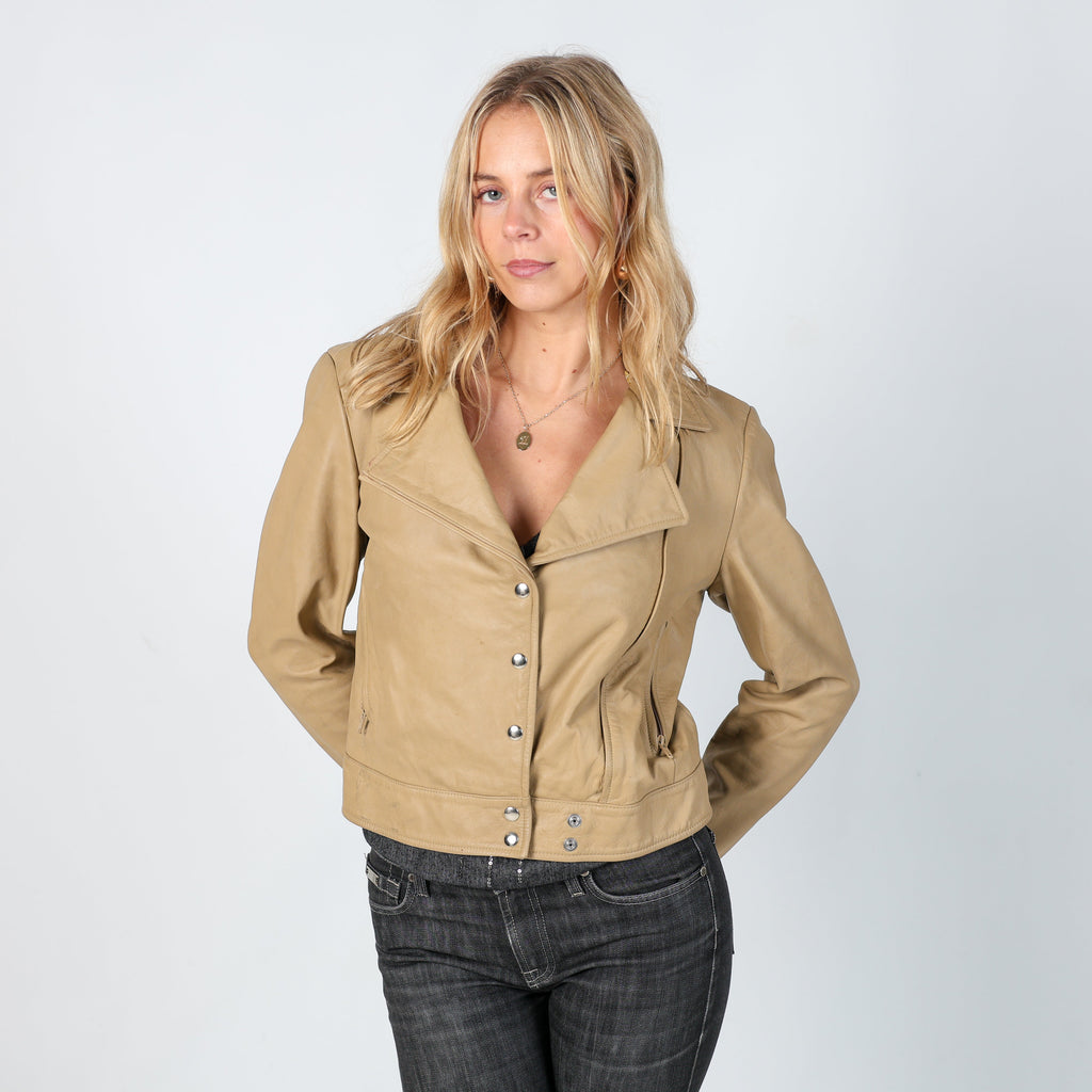 Tan 90s Sisley Leather Jacket (S)