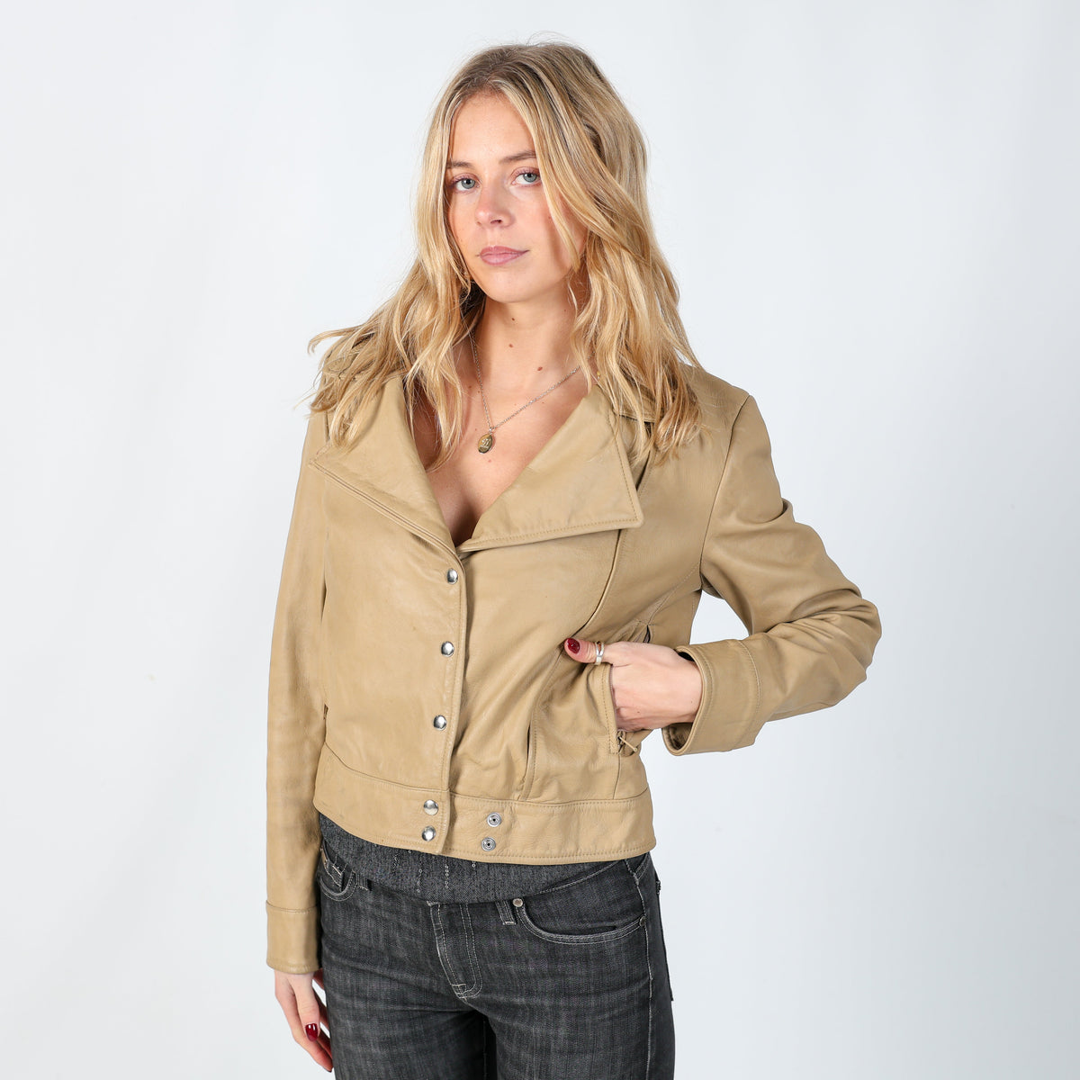Tan 90s Sisley Leather Jacket (S)