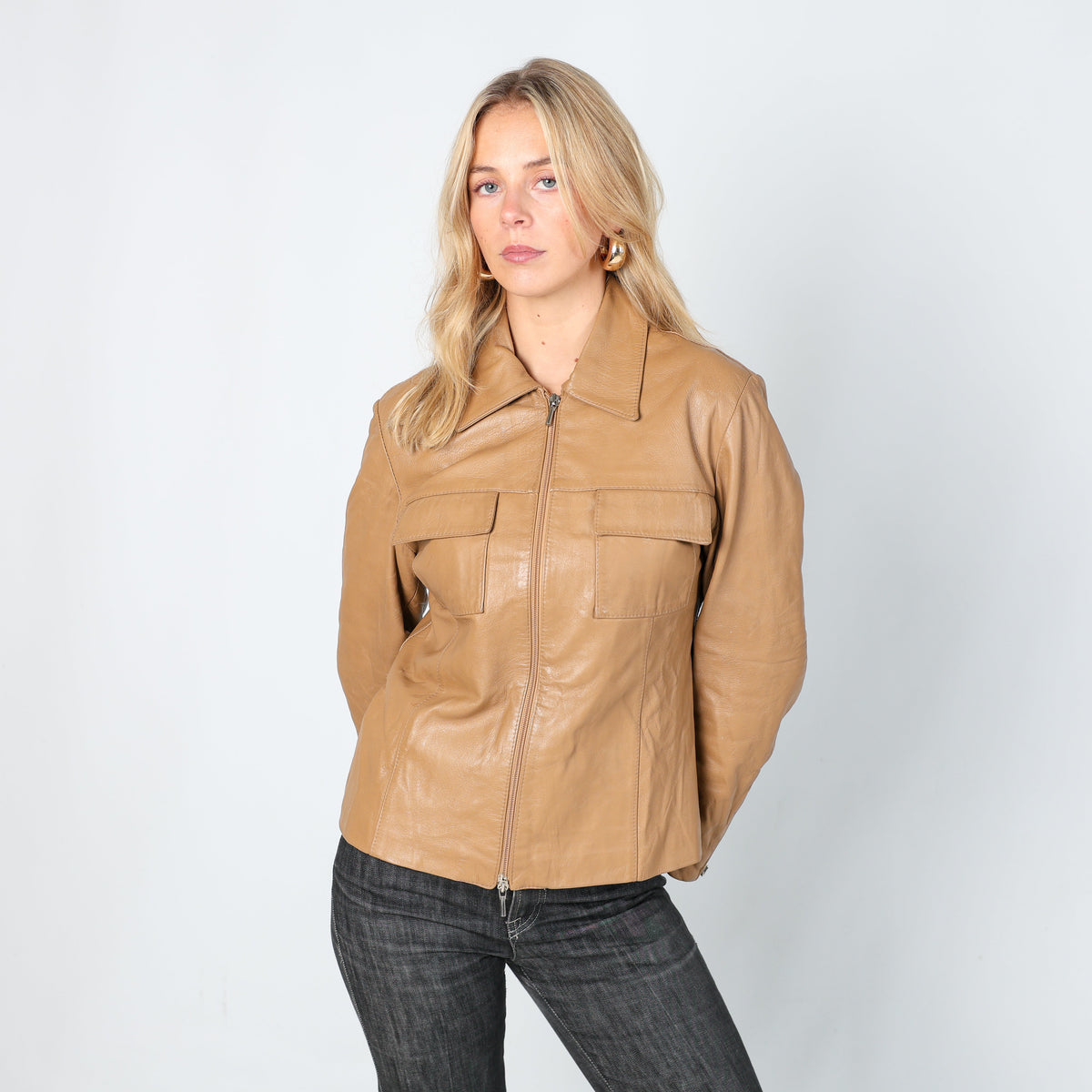 Tan 90s Overpell Leather Jacket (S)