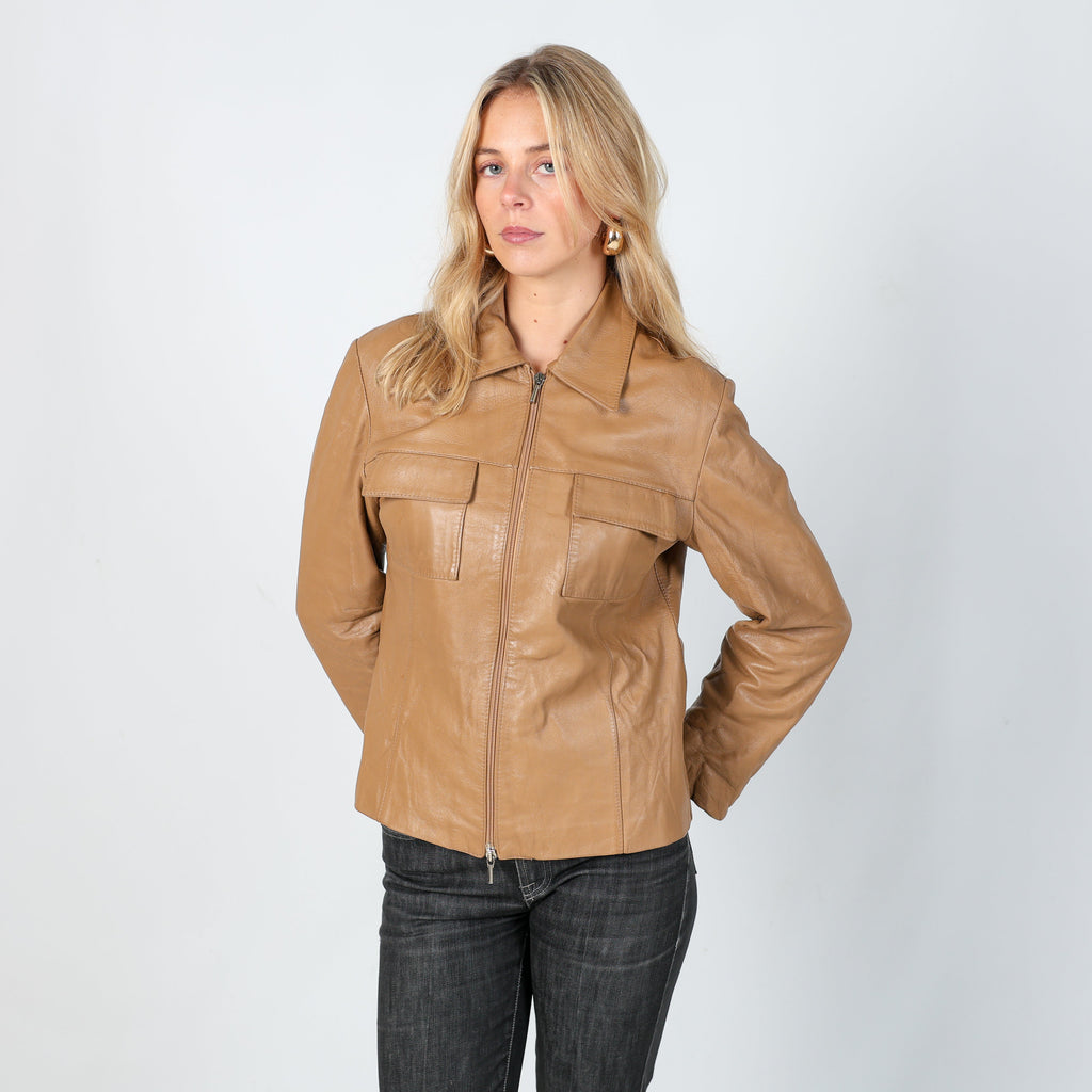 Tan 90s Overpell Leather Jacket (S)
