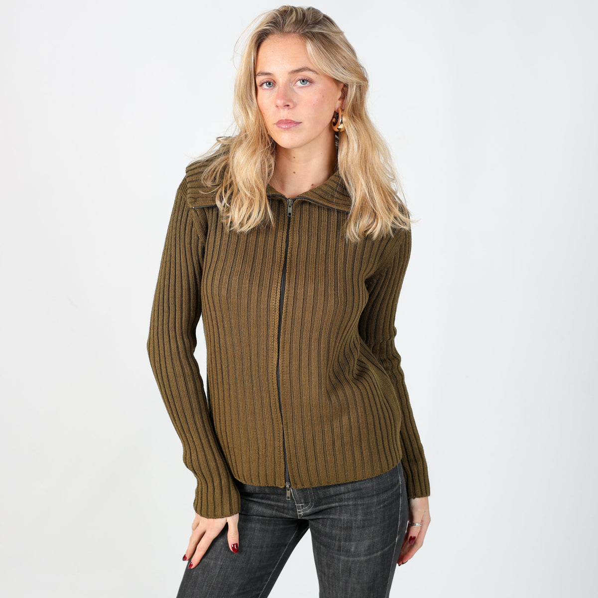 Dark Green Y2K Prform Knitted Jumper (S)