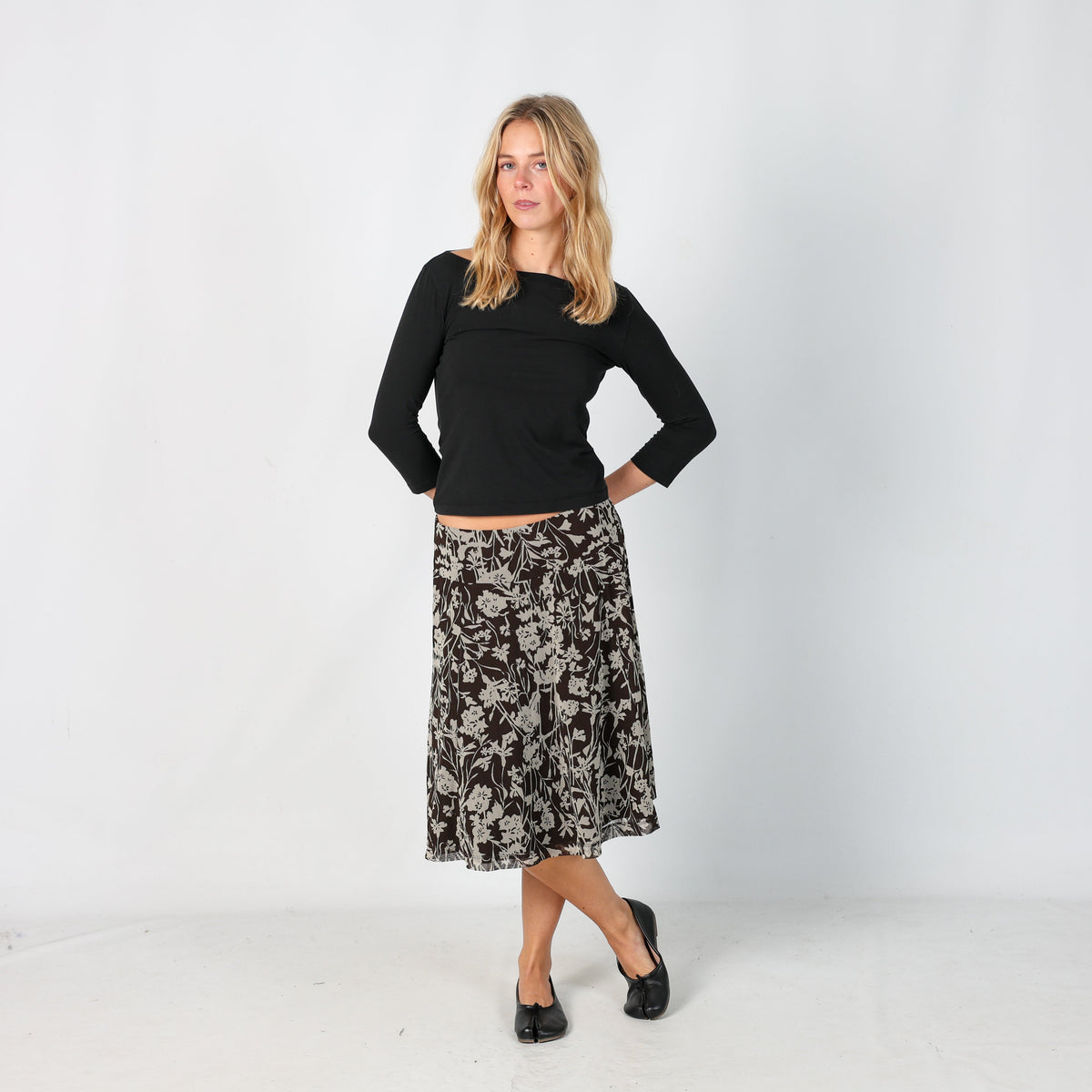 Brown Y2K Mexx Woven Midi Skirt (S)