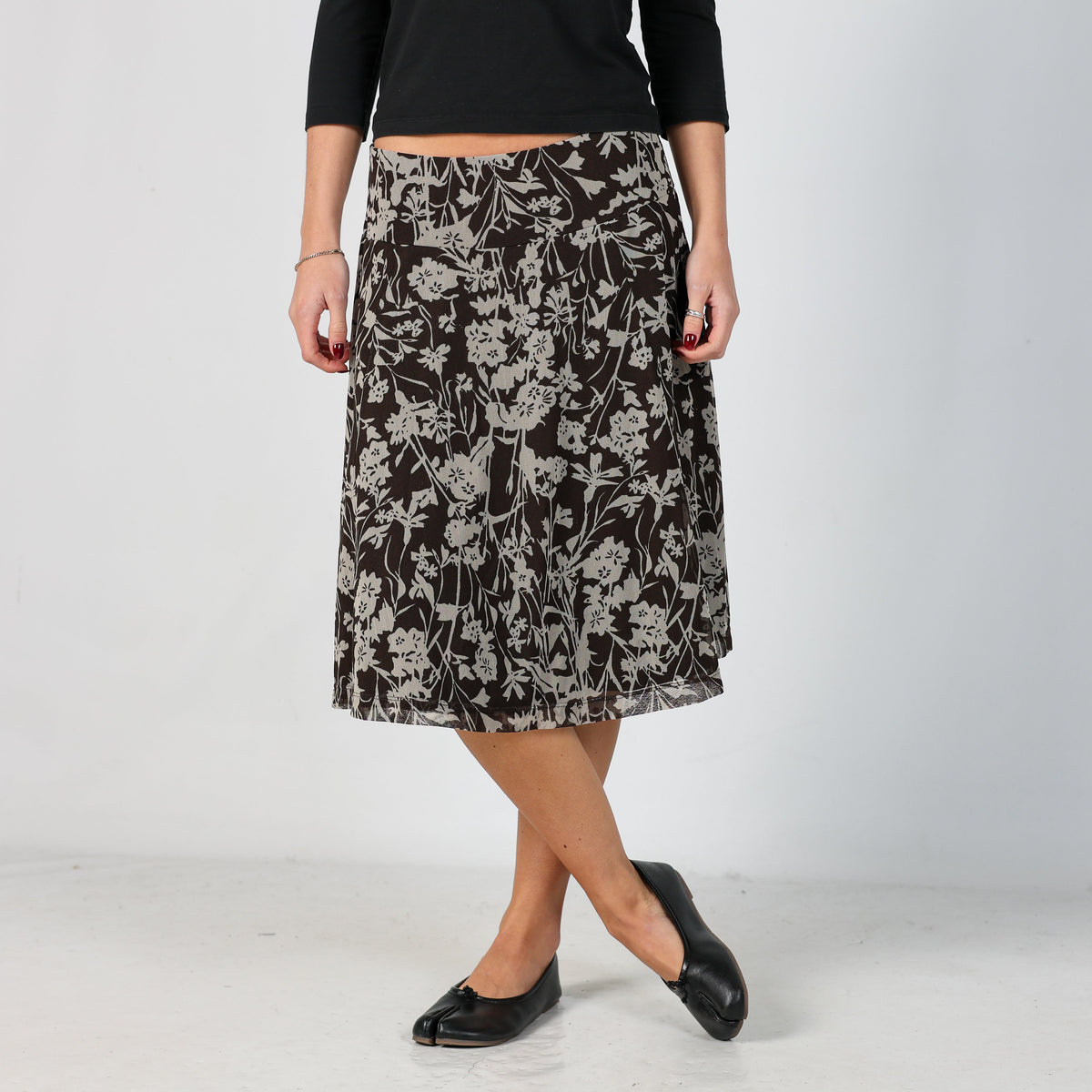 Brown Y2K Mexx Woven Midi Skirt (S)