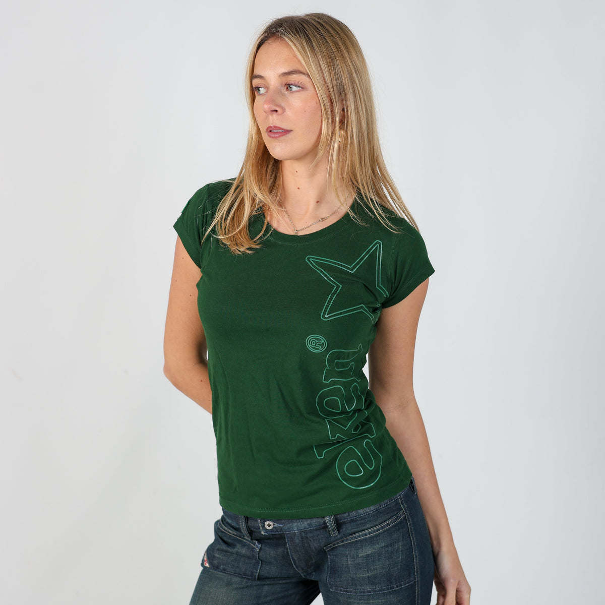 Dark Green Y2K Heineken Baby Tee (S)