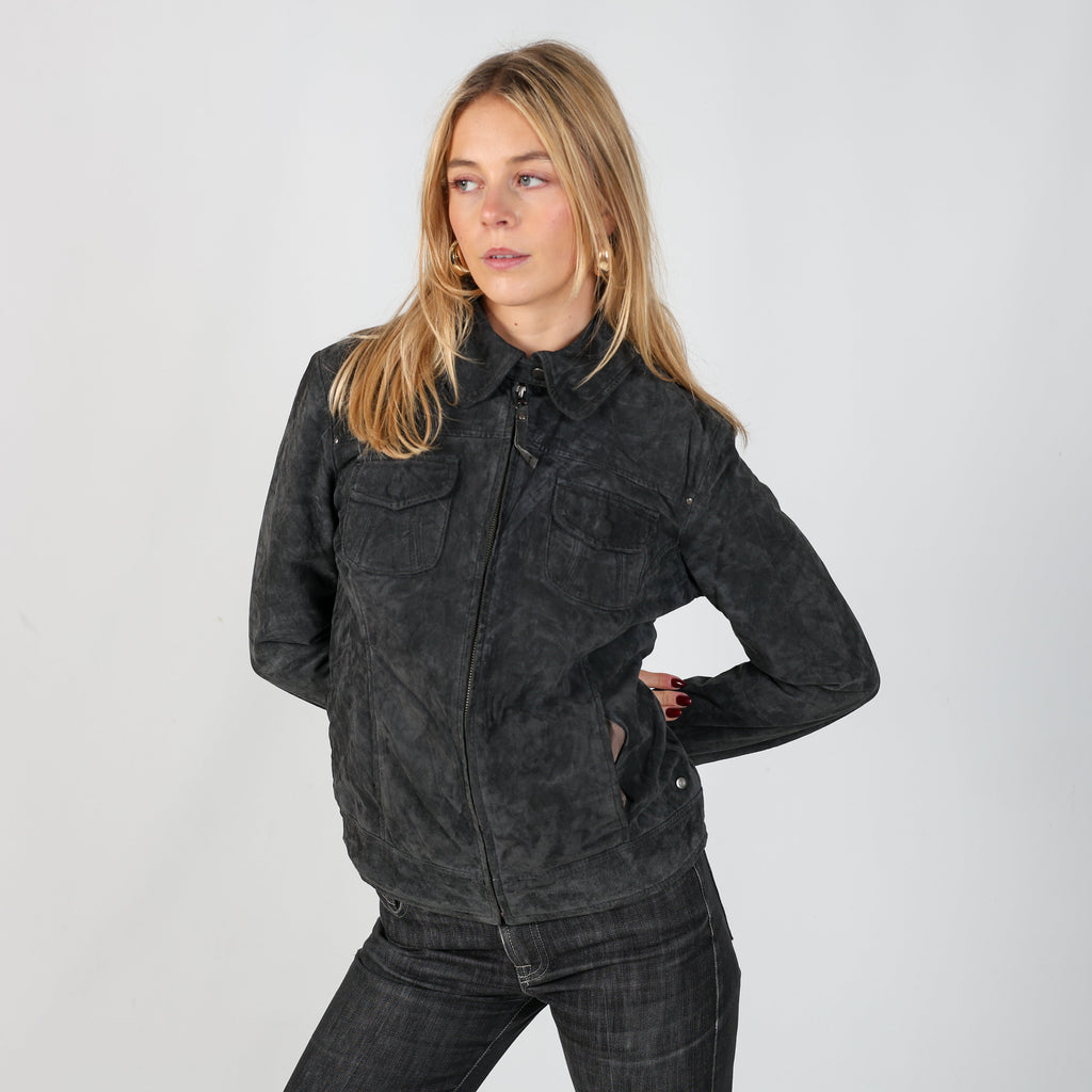 Charcoal Grey Y2K Bonobo Suede Jacket (S)