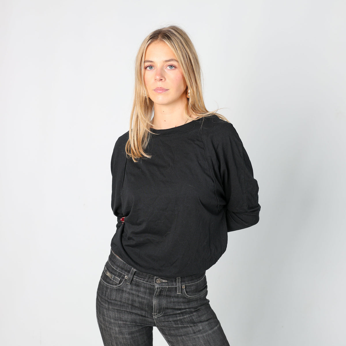 Black Y2K United Colors of Benetton Long Sleeve Top (S)
