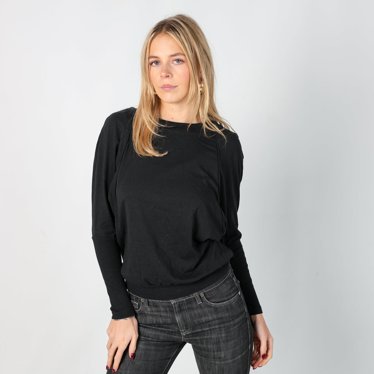 Black Y2K United Colors of Benetton Long Sleeve Top (S)