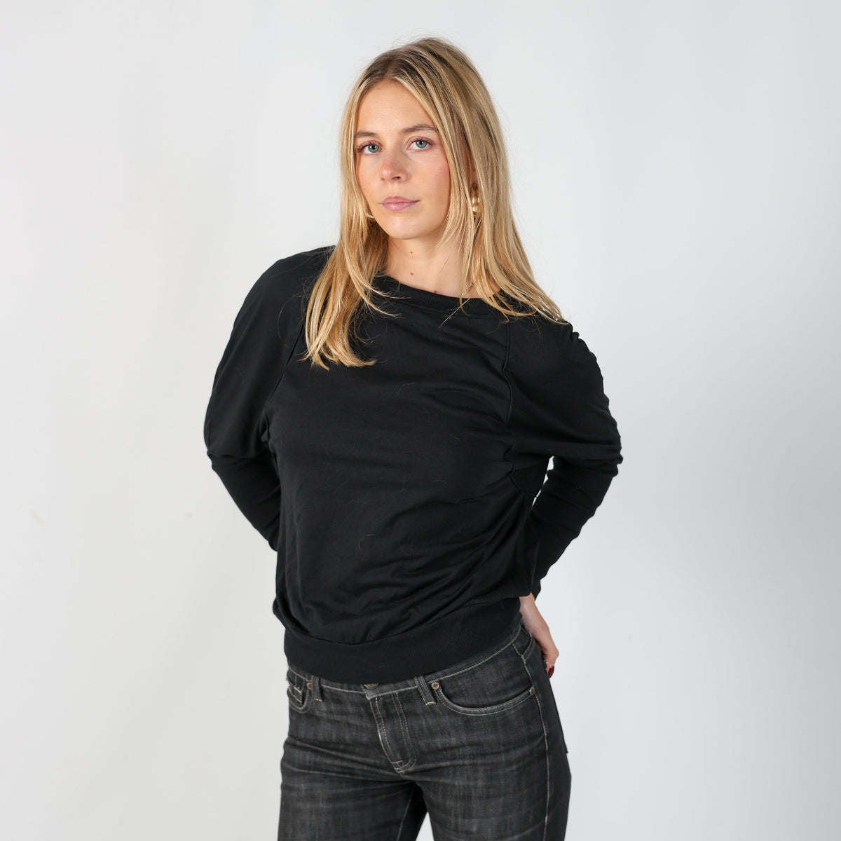 Black Y2K United Colors of Benetton Long Sleeve Top (S)