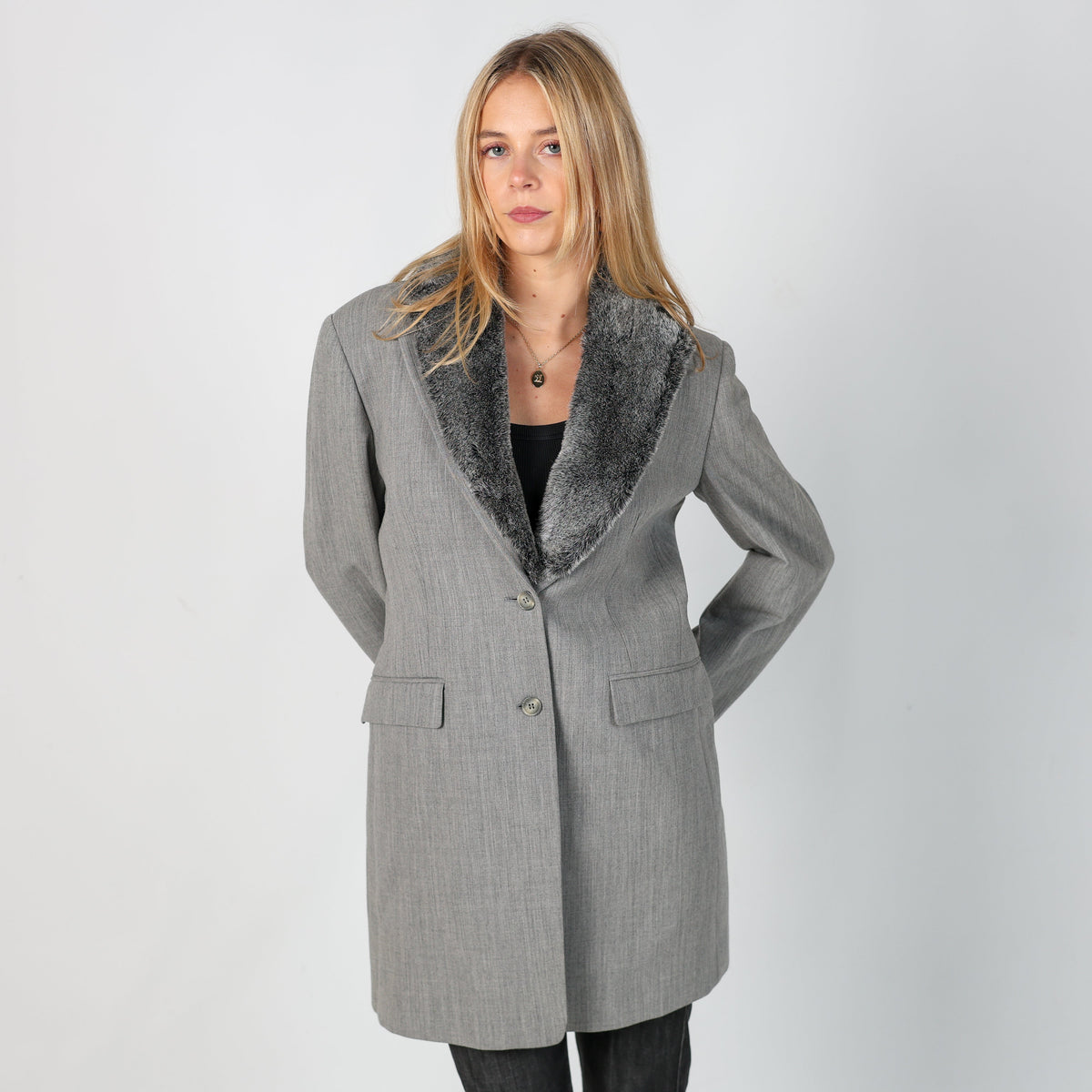 Grey Y2K M.K.Emkay Pea Coat (S)