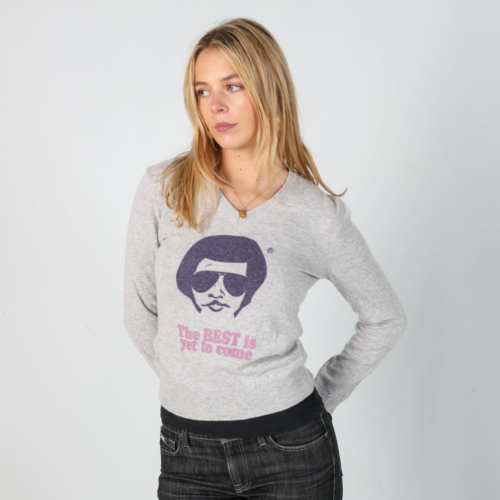 Light Grey Y2K Joe Rivetto Knitted Jumper (XS)