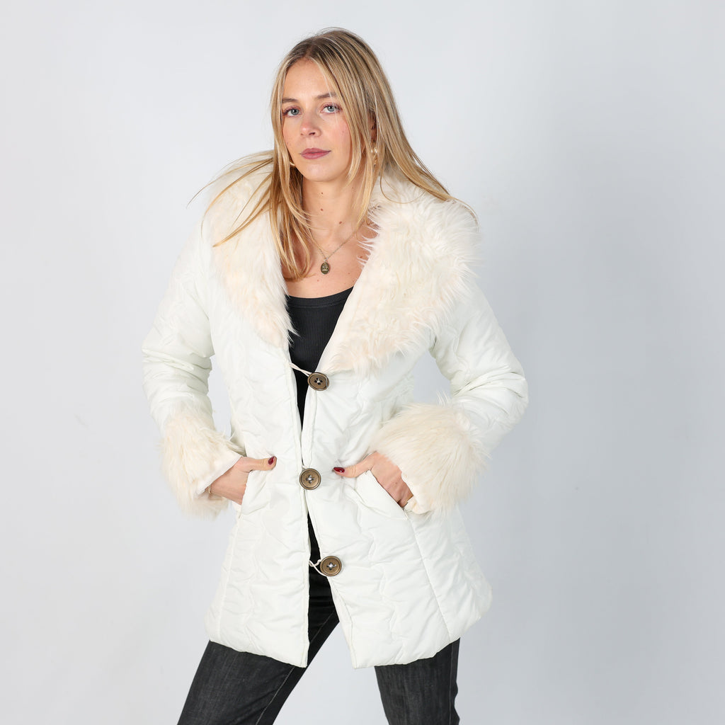 Cream Y2K Ampere Puffer Jacket (S)