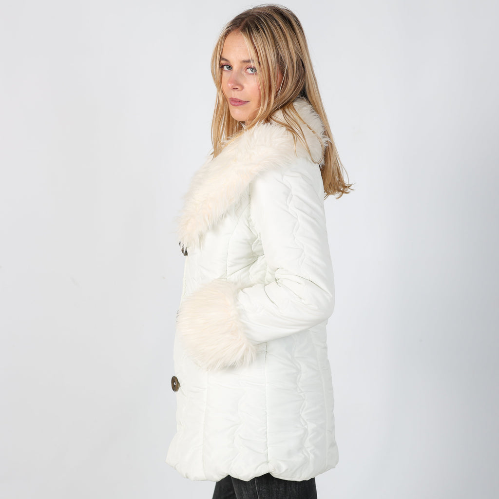 Cream Y2K Ampere Puffer Jacket (S)